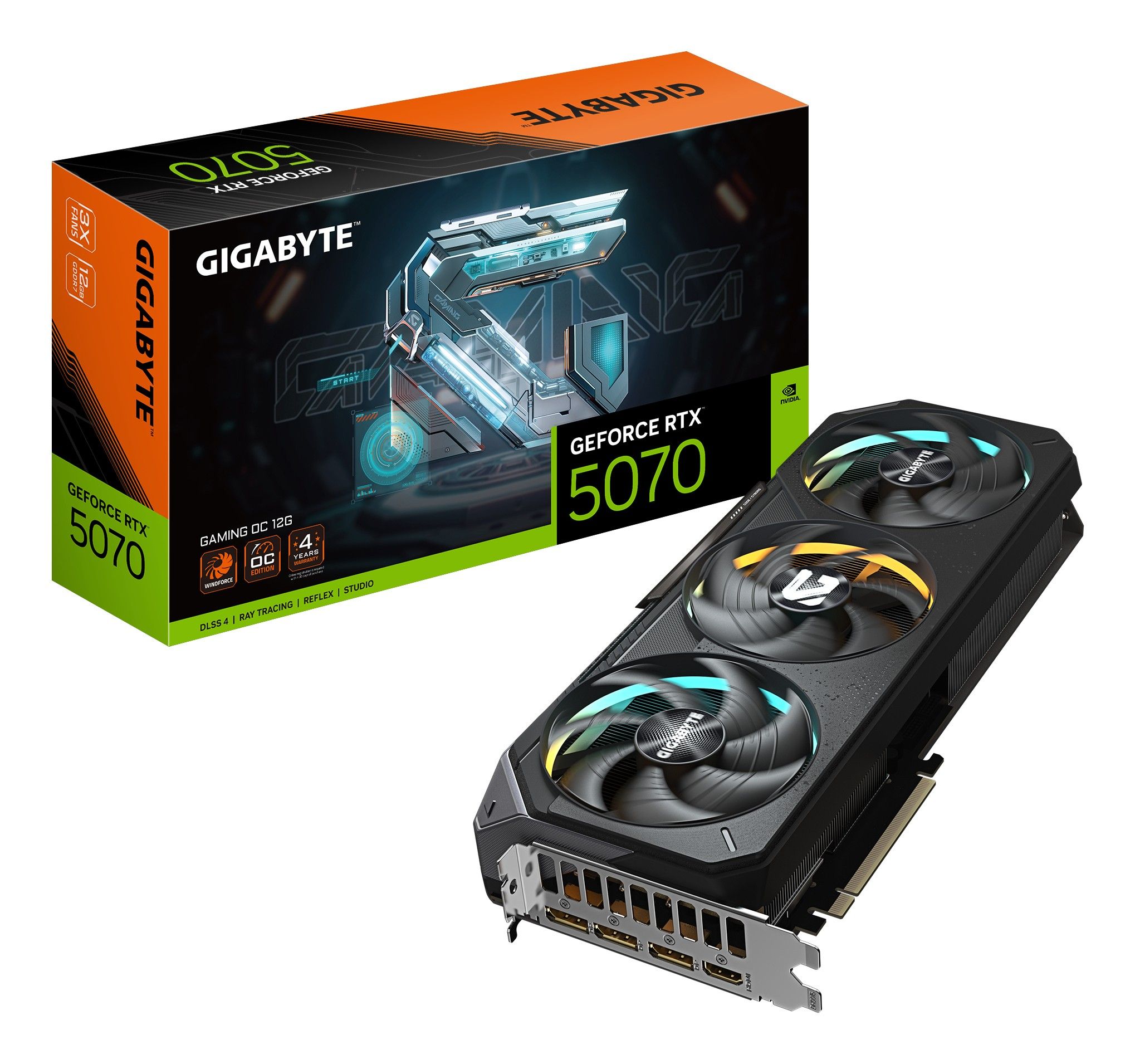 GIGABYTE GeForce RTX 5070 GAMING OC 12G Tarjeta Gráfica 12GB GDDR7, 192  bits, PCI-E 2625 MHz Core Clock, x DP