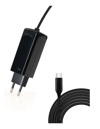 CARGADOR PORTATIL 45W TOOQ GAN USB-C PD CUBICO NEGRO TQLC-USBCGAN90PD-C