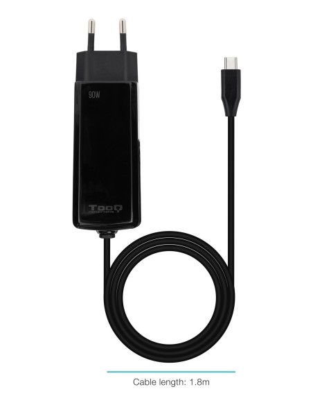 CARGADOR PORTATIL 45W TOOQ GAN USB-C PD CUBICO NEGRO TQLC-USBCGAN90PD-C