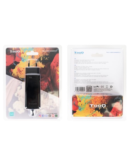 CARGADOR PORTATIL 45W TOOQ GAN USB-C PD CUBICO NEGRO TQLC-USBCGAN90PD-C