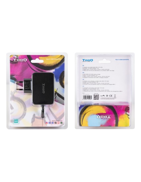 CARGADOR PORTATIL 45W TOOQ GAN USB-C PD NEGRO TQLC-USBCGAN45PD