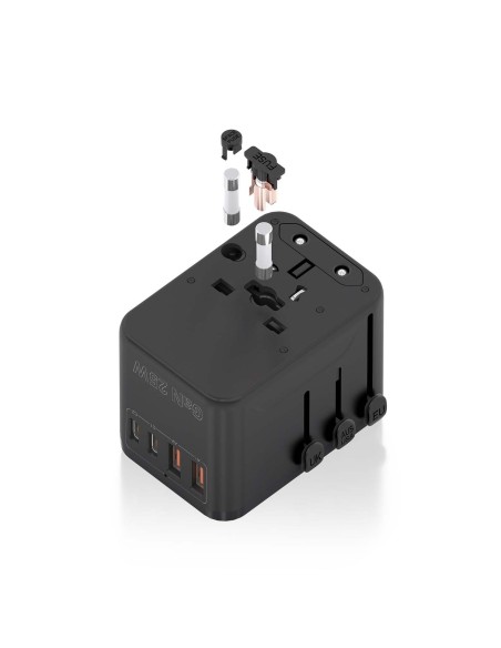 ADAPTADOR AISENS ENCHUFE UNIVERSAL VIAJE CARGADOR USB GAN 25W NEGRO
