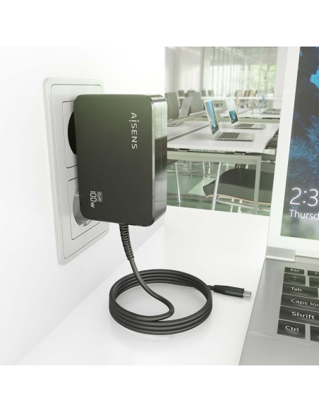CARGADOR AISENS GAN 100W PD3.0 1XUSB-C 1.8M NEGRO