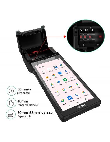 TPV PDA AVPOS TC600 6 OCTA 4GB 128GB WIFI BT NFC 4G 2D PRINTER 2800MAH AVP-TC600