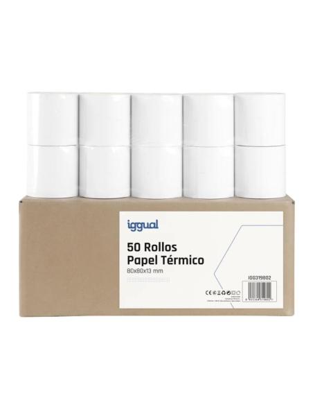 iggual Caja 50 rollos papel térmico 80x80x13 mm