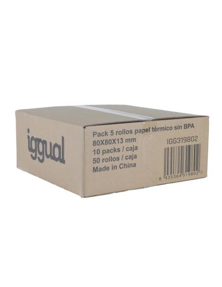 iggual Caja 50 rollos papel térmico 80x80x13 mm