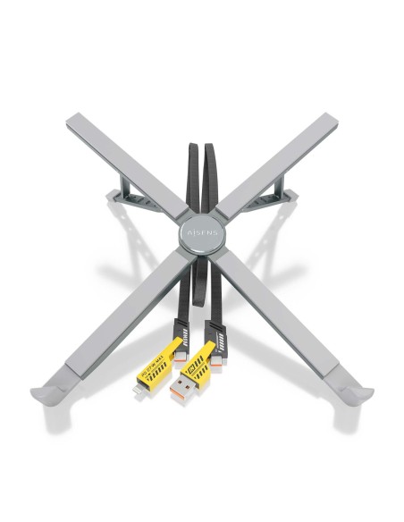 SOPORTE SOBREMESA AJUS PORTATIL CON USB-C DOCK 4 EN 1 GRIS AISENS ASUC-4P021-GR