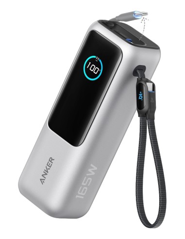 POWER BANK ANKER 25K 165W BUILT-IN USB C CABLE RETRACTIL SILVER