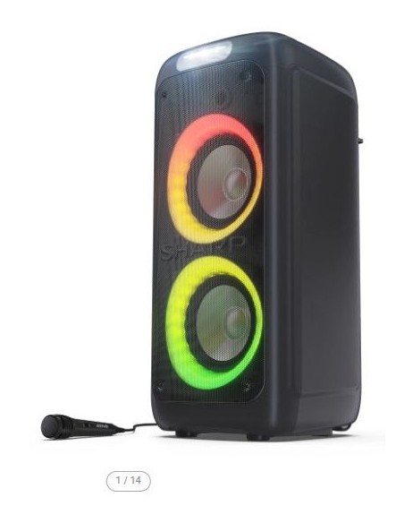 SHARP PS 949 FUNCIÓN KARAOKE MICROFONO INCLUIDO C ON TWS BLUETOOTH UEBX2 2X6,33MM LUCES MULTICOLOR Y ESTROBOSCÓPICA POTENCIA 132