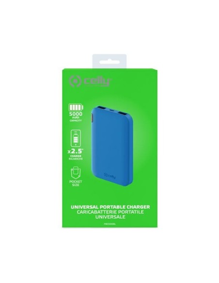 POWERBANK 5000 MAH 2USB 2,1A AZUL
