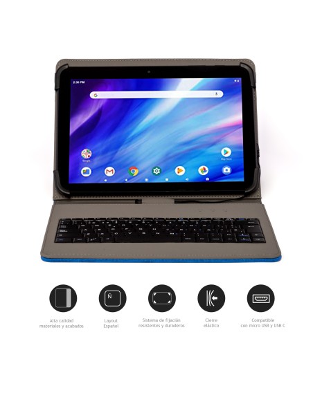 Nilox FUNDA TECLADO USB 10.1" AZUL
