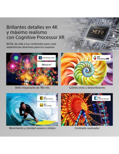 MONITOR PROFESIONAL SONY BRAVIA 98" FULL ARRAY LED RESOL.  4K   HDR   BRILLO 780   PEAK 1,500   OPERACIÓN 24 7   HORIZ. APAISADO