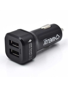 Cargador de coche welly enjoy doble puerto con carga rapida 3.0 30w negro WY11001