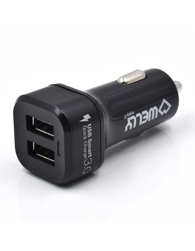 Cargador de coche welly enjoy doble puerto con carga rapida 3.0 30w negro WY11001