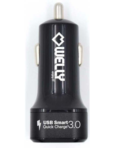 Cargador de coche welly enjoy doble puerto con carga rapida 3.0 30w negro WY11001
