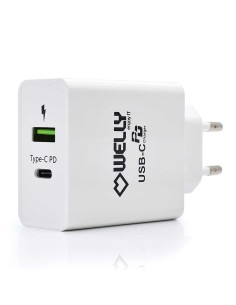 Cargador de pared welly enjoy usb tipo-c pd con carga rapida 3.0 36w blanco WY11100