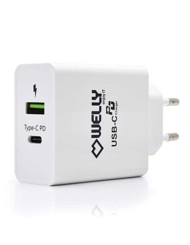 Cargador de pared welly enjoy usb tipo-c pd con carga rapida 3.0 36w blanco WY11100