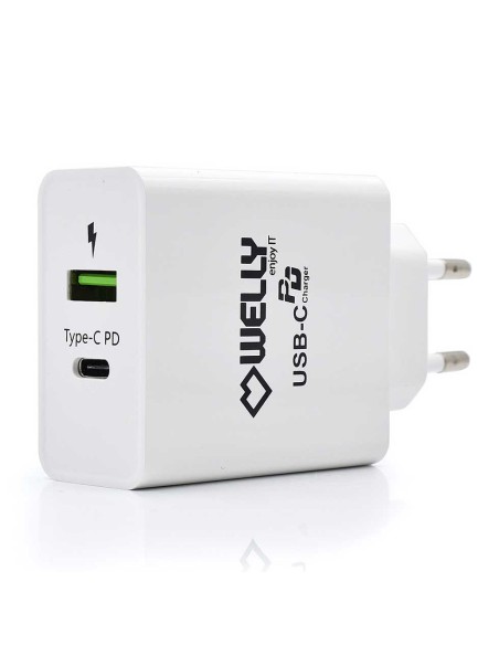 Cargador de pared welly enjoy usb tipo-c pd con carga rapida 3.0 36w blanco WY11100