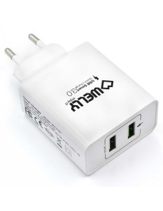 Cargador de pared welly enjoy de dos puertos con carga rapida 3.0 30w blanco WY11101