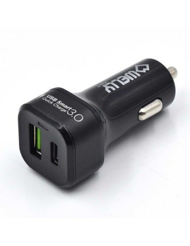 Cargador de coche welly enjoy usb tipo-c con carga rapida 3.0 negro WY11000