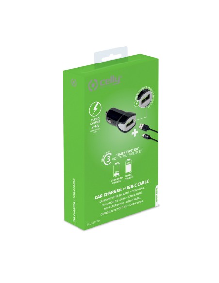 Celly CCUSBTYPEC Cargador coche usb 2.0 negro