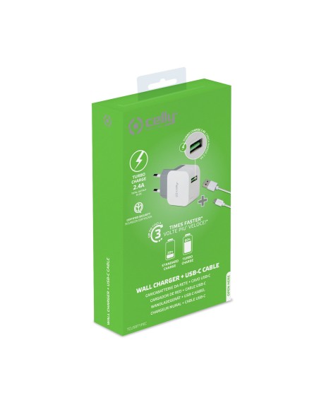 Celly TCUSBTYPEC Cargador pared usb 2.0 universal blanco