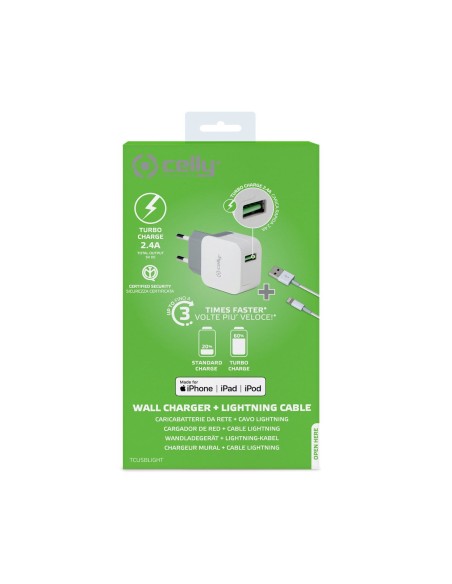 Celly TCUSBLIGHT Cargador pared usb 2.0 universal blanco