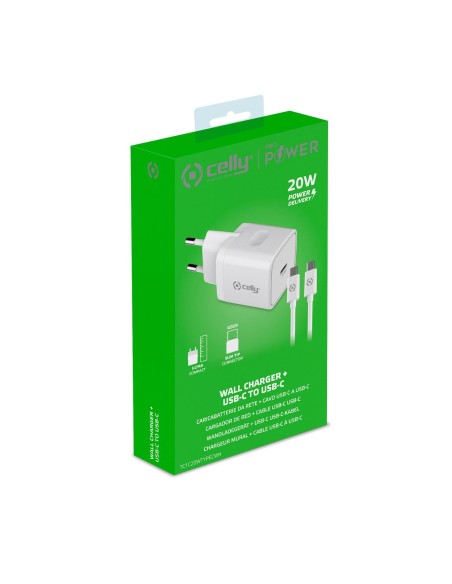 Celly TC1C20WTYPECWH cargador de dispositivo móvil Blanco Interior