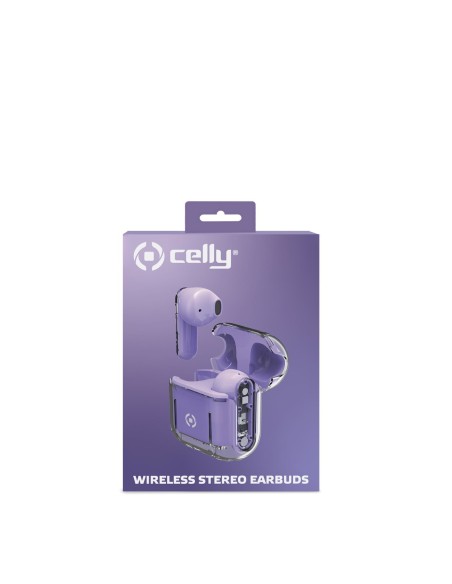Celly SHEER Auriculares True Wireless Stereo (TWS) Dentro de oído Llamadas Música Transparente, Violeta