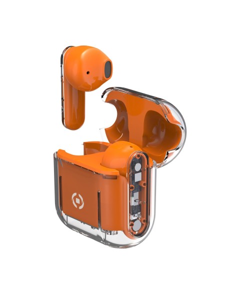Celly SHEER Auriculares True Wireless Stereo (TWS) Dentro de oído Llamadas Música Naranja, Transparente