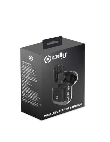 Celly SHEER Auriculares True Wireless Stereo (TWS) Dentro de oído Llamadas Música Negro, Transparente