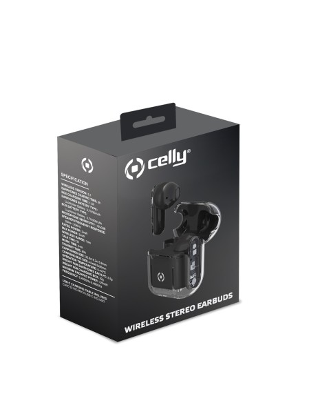 Celly SHEER Auriculares True Wireless Stereo (TWS) Dentro de oído Llamadas Música Negro, Transparente