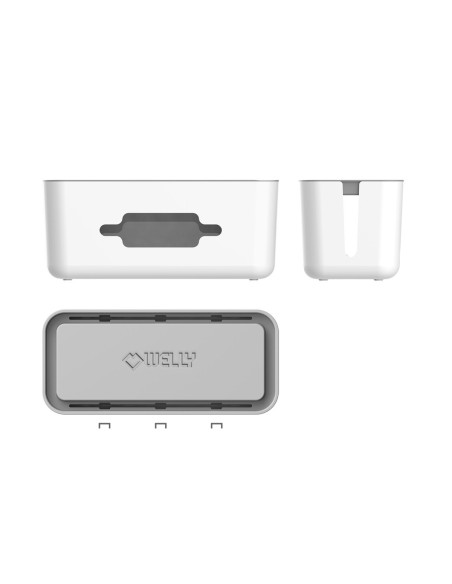 Caja de gestion de cables welly enjoy proteccion contra sobretensiones blanco gris WY13150