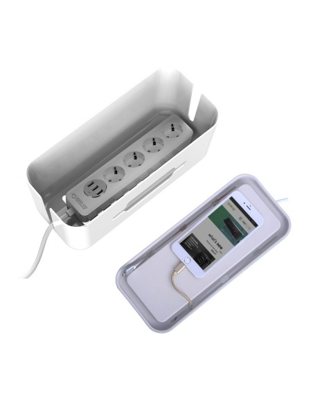 Caja de gestion de cables welly enjoy proteccion contra sobretensiones blanco gris WY13150