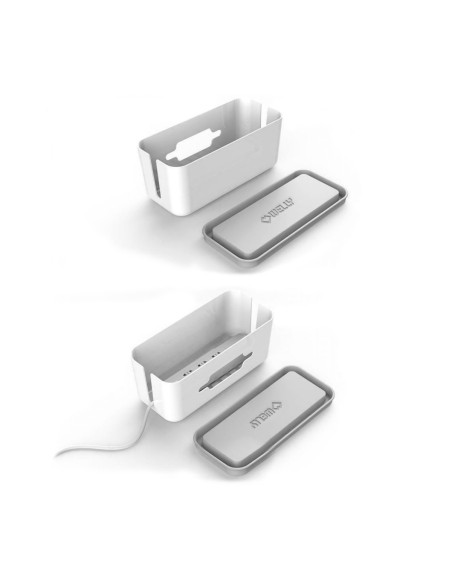 Caja de gestion de cables welly enjoy proteccion contra sobretensiones blanco gris WY13150