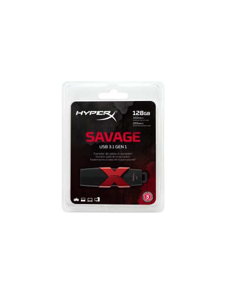 HyperX HXS3 128GB unidad flash USB USB tipo A 3.2 Gen 1 (3.1 Gen 1) Negro, Rojo