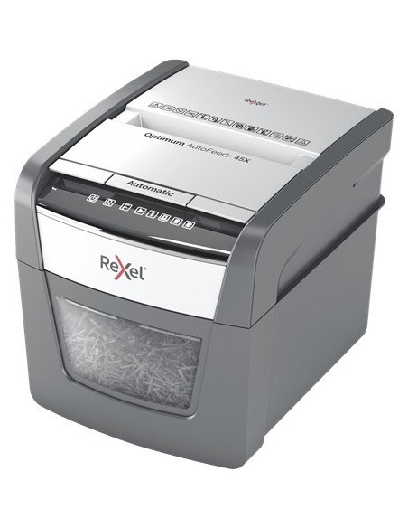 Rexel AutoFeed 45X triturador de papel Corte cruzado 55 dB Negro, Plata