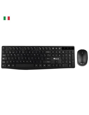NGS Allure Kit, QWERTY, IT teclado Ratón incluido RF inalámbrico Italiano Negro