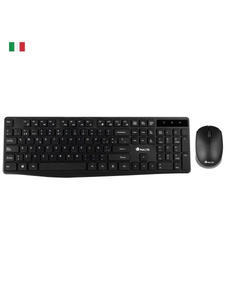 NGS Allure Kit, QWERTY, IT teclado Ratón incluido RF inalámbrico Italiano Negro