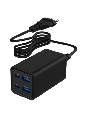 CARGADOR RAPIDO GEMBIRD USB POWERDELIVERY GAN DE 4 PUERTOS 65 W NEGRO