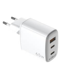 Celly Cargador Gan 1Usb 2Usb-C 65w WH