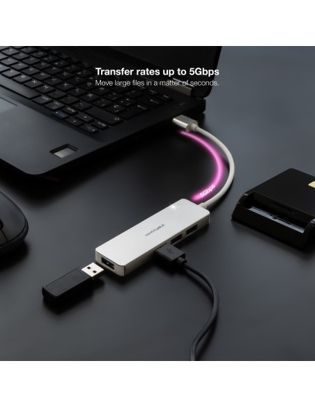 Nanocable Hub USB 3.0 4 x USB 3.0 10cm. Gris