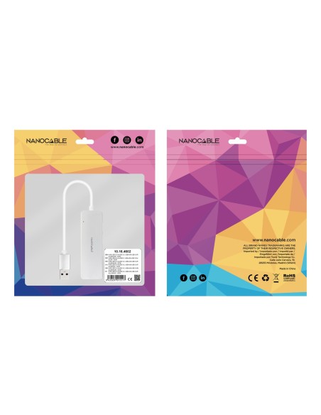 Nanocable Hub USB 3.0 4 x USB 3.0 10cm. Gris