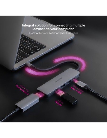 Nanocable Hub USB-C 3xUSB-A+HDMI+USB-C PD