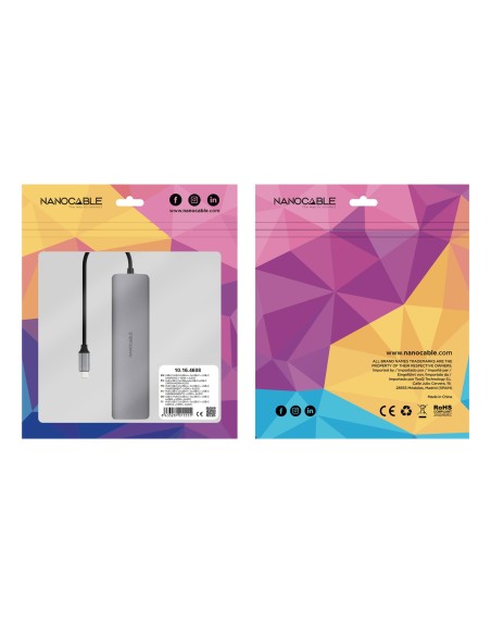 Nanocable Hub 8en1 USB-A+USB-C+HDMI+USB-C PD+Jack