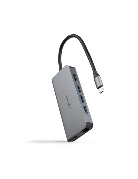 Nanocable Hub 8en1 USB-A+HDMI+USB-C PD+RJ45+TF+SD