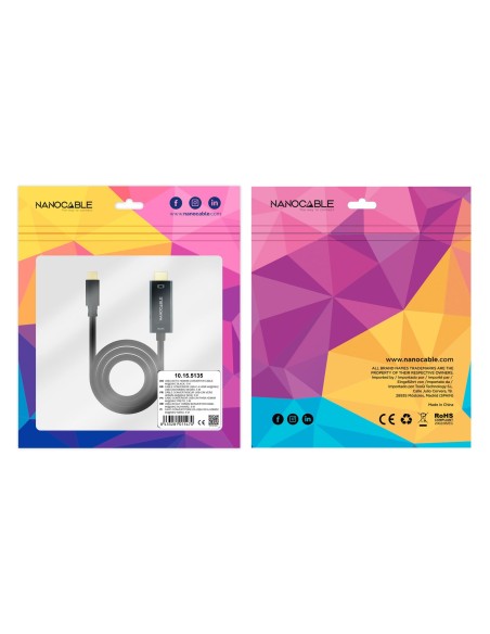 Nanocable Conversor USB-C HDMI Negro, 5 m