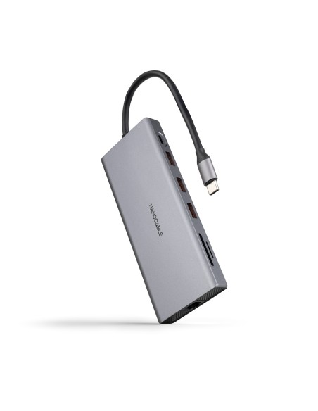 Nanocable Hub 12en1 USB-A C+HDMI+DP+RJ45+TF+SD+AU