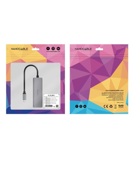 Nanocable Conversor USB-C Ethernet carga PD