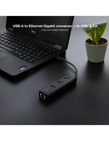 Nanocable Conversor USB 3.0 Ethernet + 3xUSB 3.0